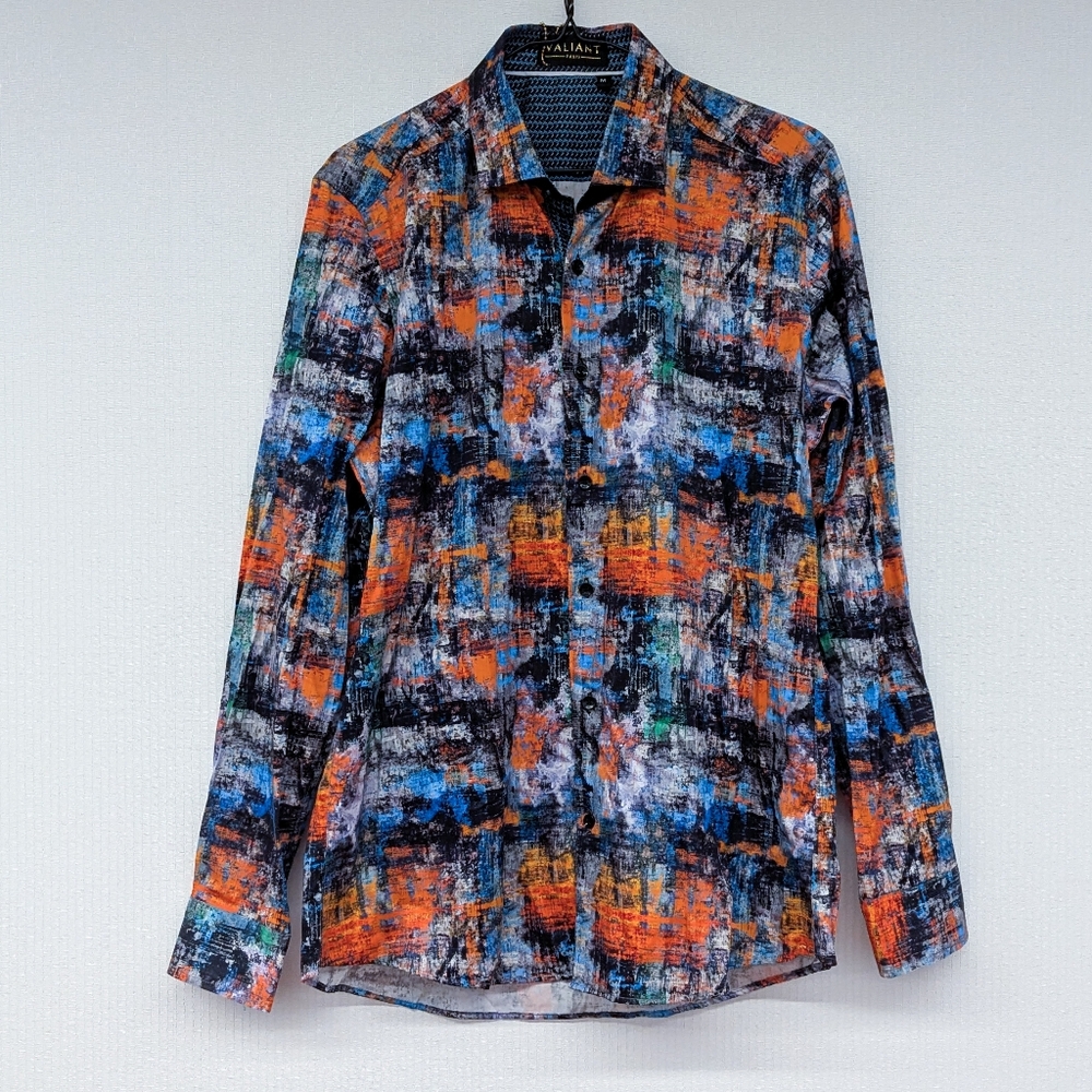 Valiant Paris Abstract Multicolor Long Sleeve Shirt – Men's Medium NWT
